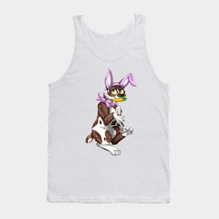 Bobtail BunnyCat: Chocolate Bicolor Tabby (Pink) Tank Top